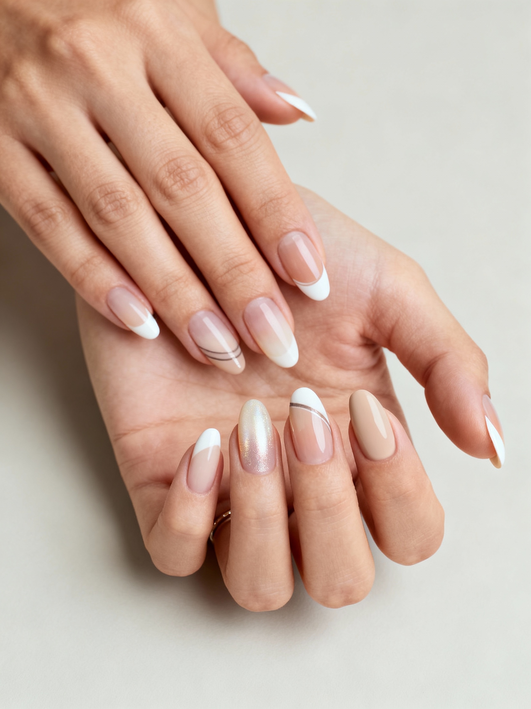 elegant almond french tips