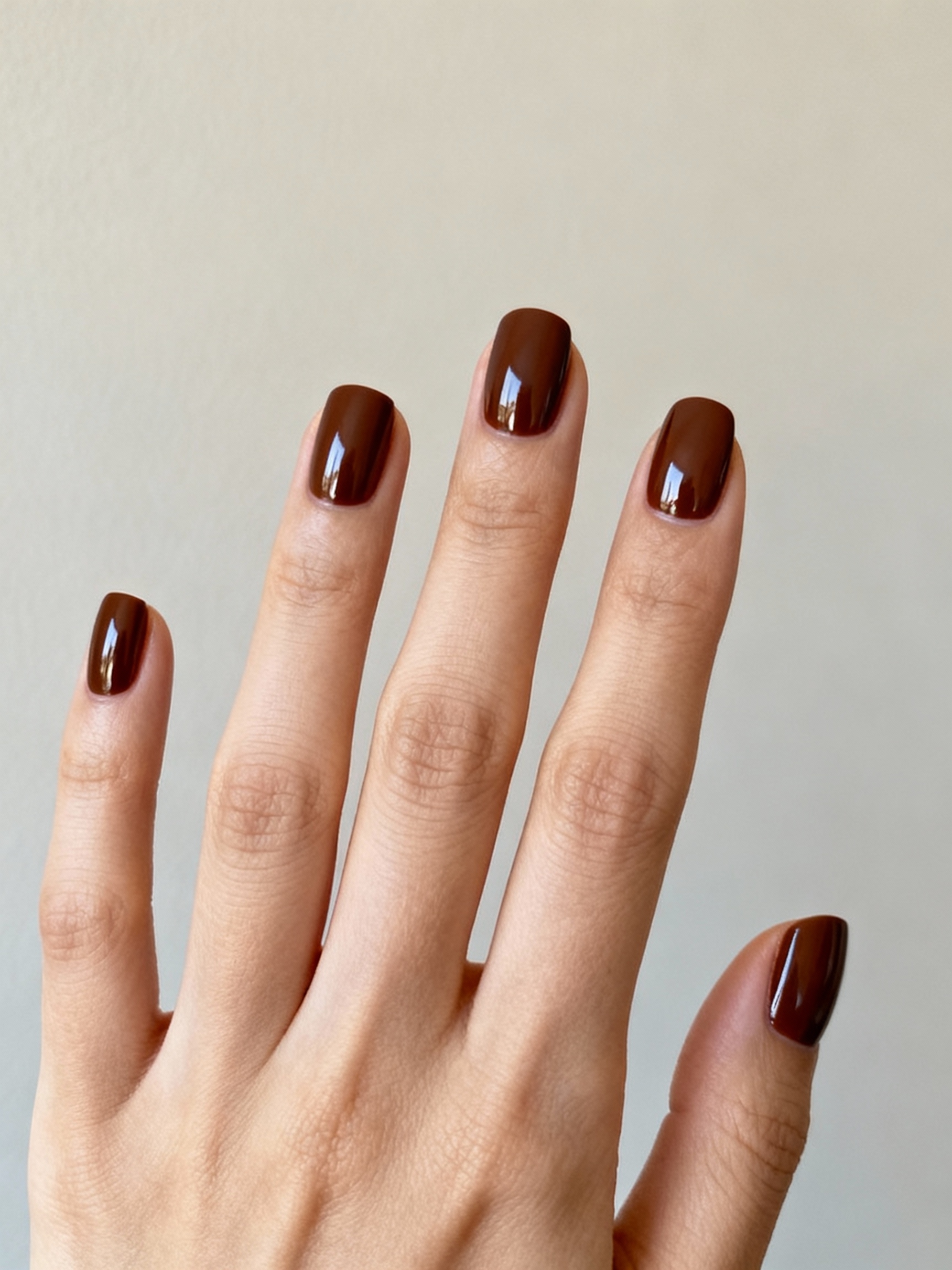 espresso brown glossy pedicure luxury