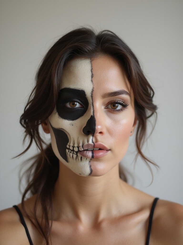 feathered half skull seamless blend