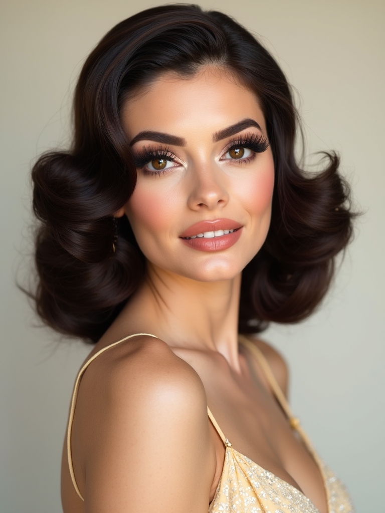 feathered wide eyed fluttering lashes