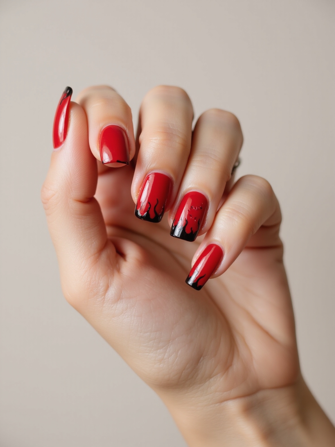 fiery red halloween nails