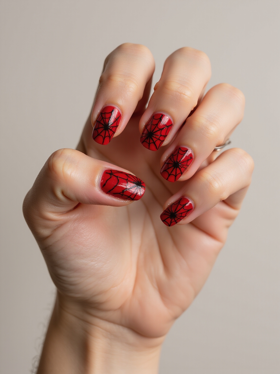 fine line spiderwebs on crimson