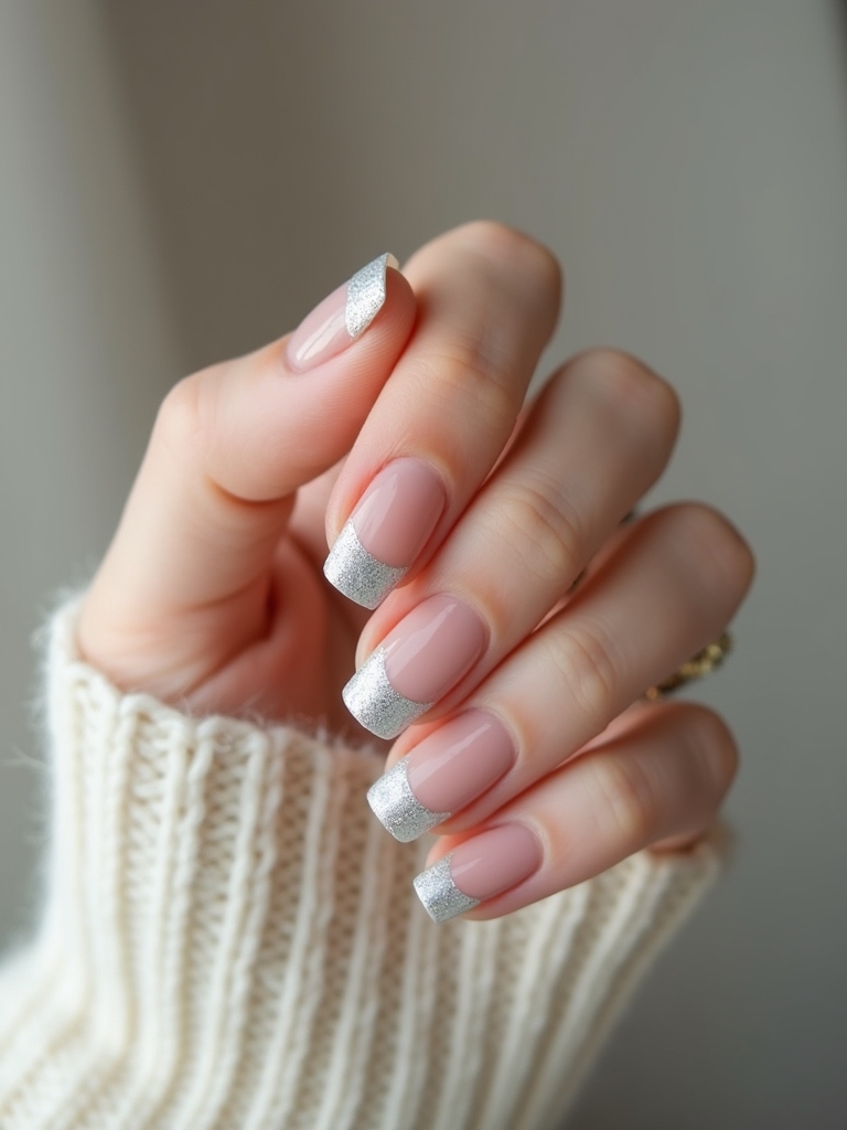 frosted chrome tipped sheer french