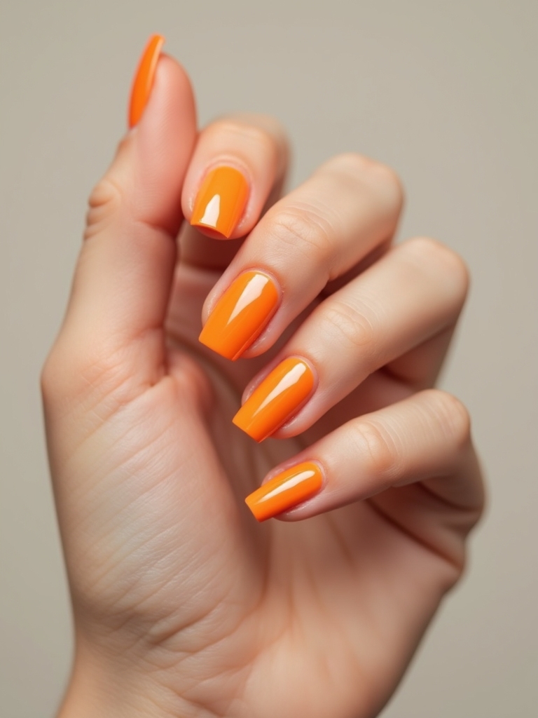 futuristic chrome tangerine manicure
