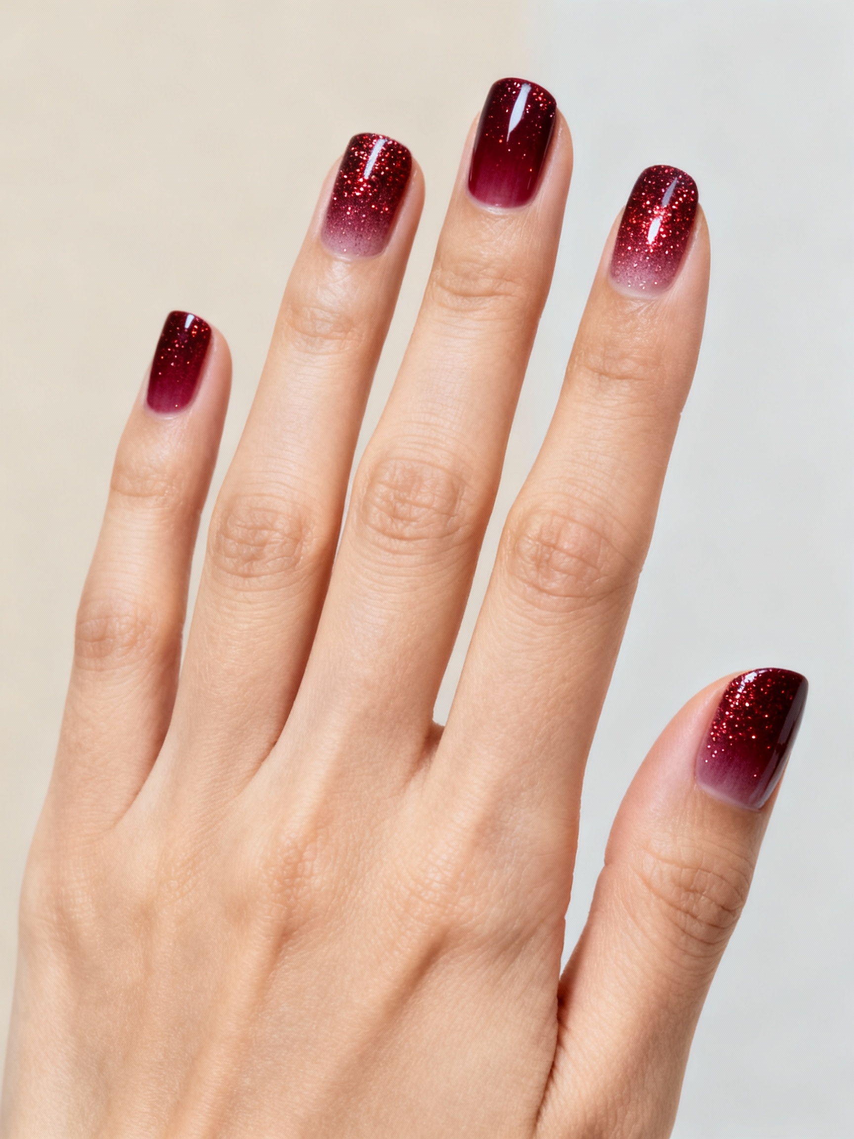 garnet sparkle gradient nails