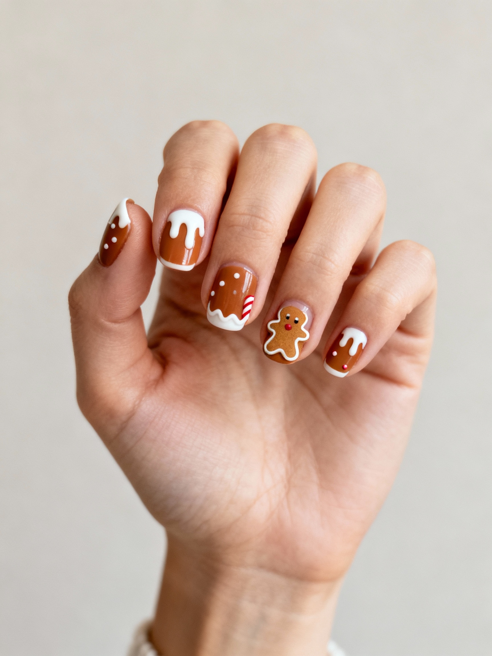 gingerbread icing drip manicure