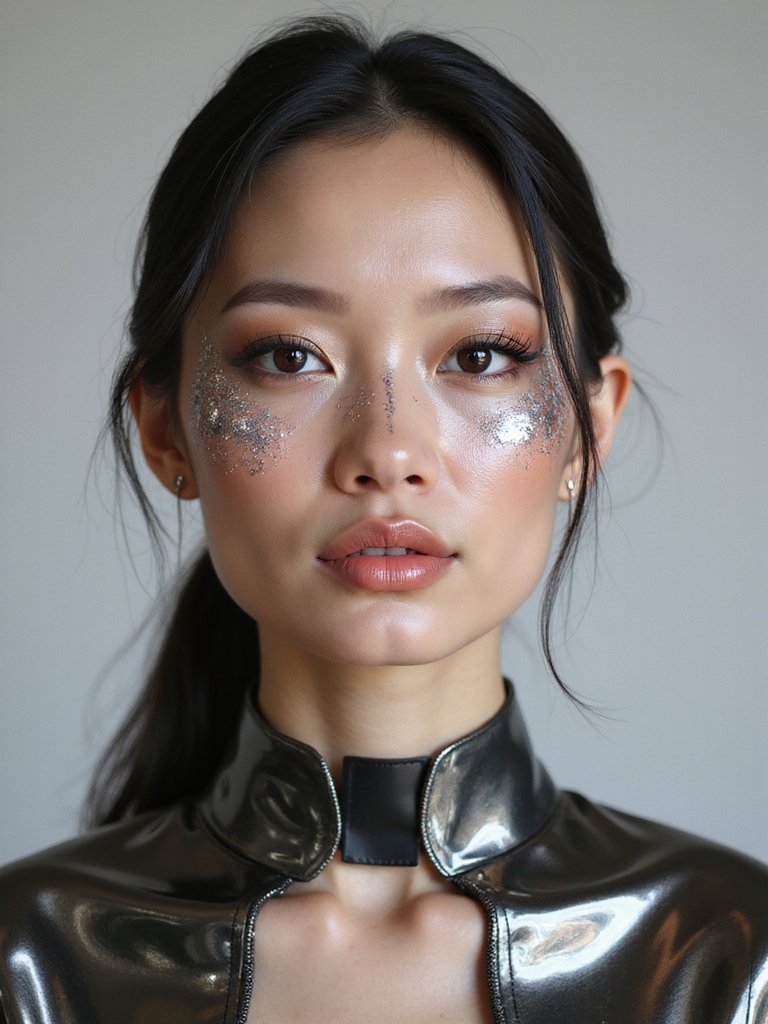 glassy chrome neon circuit