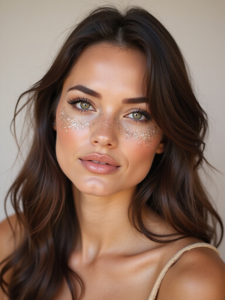 glitter flecked faux freckle placement