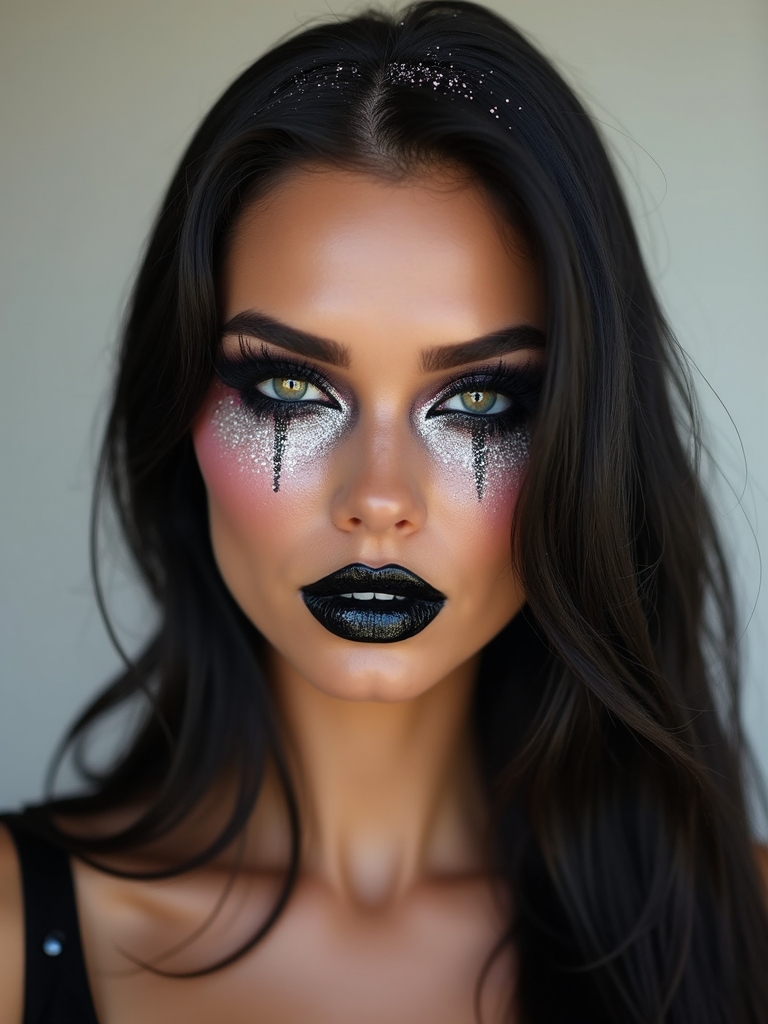 glittered pale skeletal glam