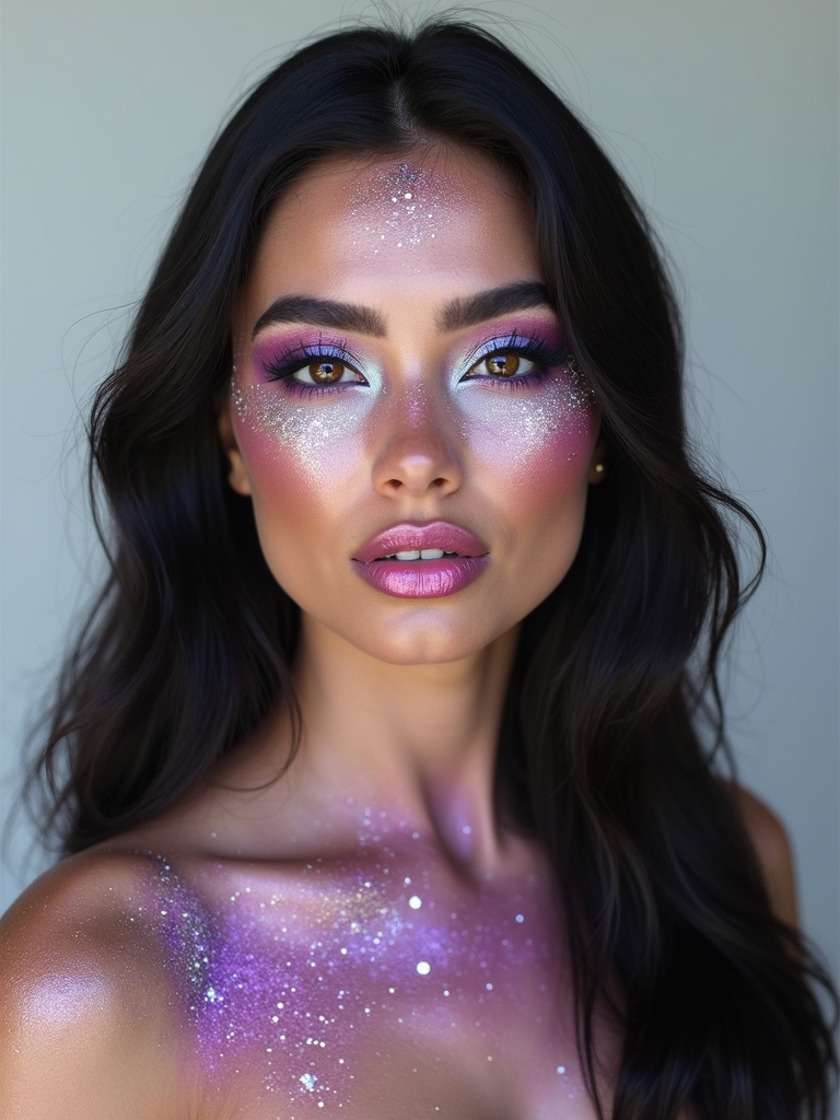 glittery cosmic lavender glam