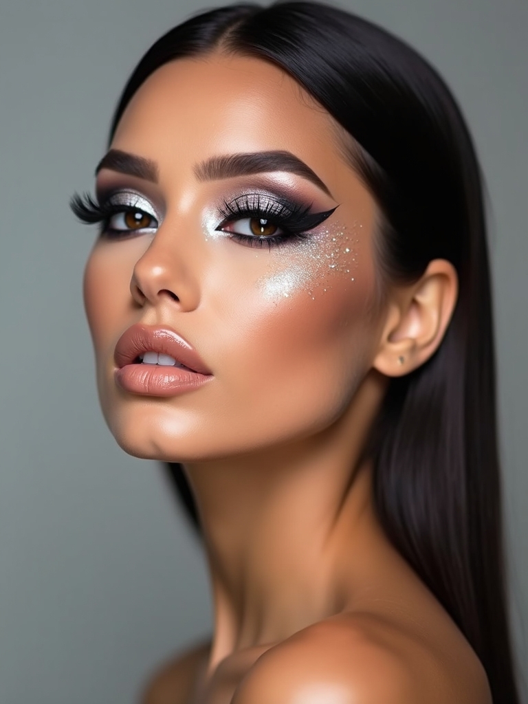 glittery graphite smoky eye