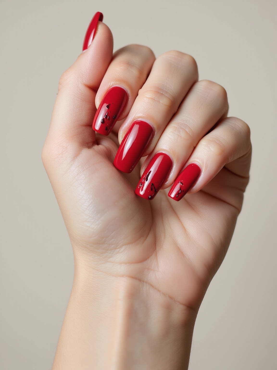 glossy cherry red dripping accent