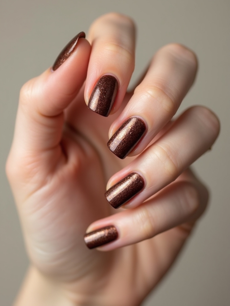 glossy cocoa with bronze flecks