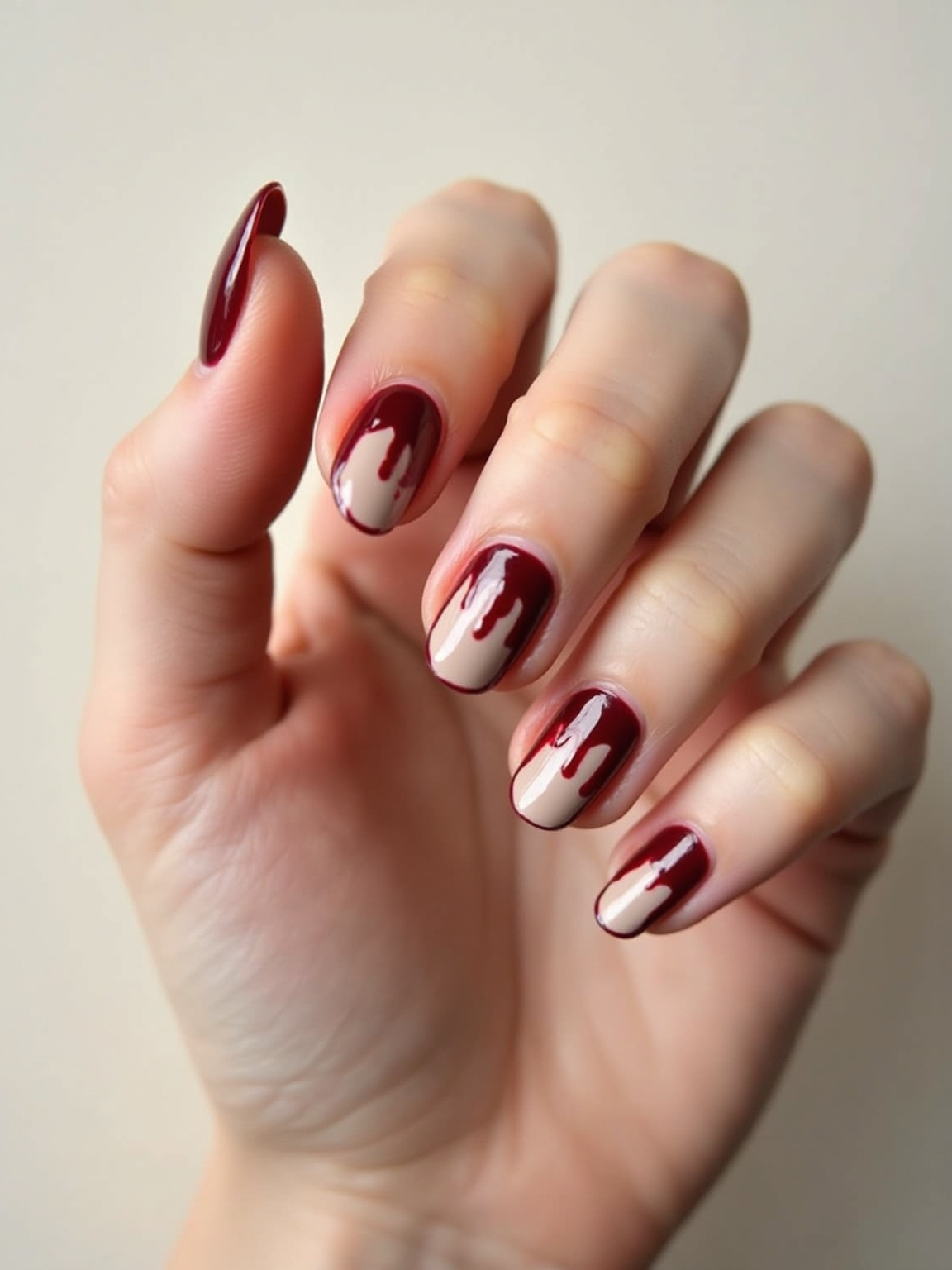 glossy crimson dripping nail gore