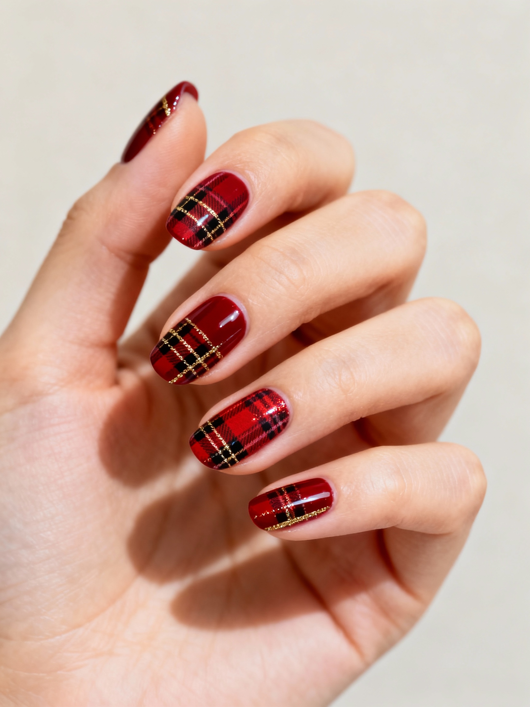 glossy crimson red tartan