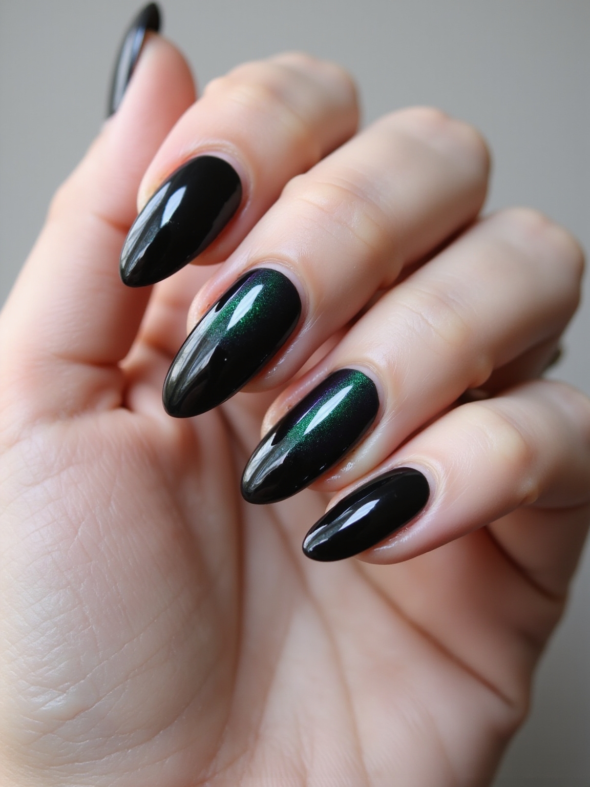 glossy jet black cat eyes