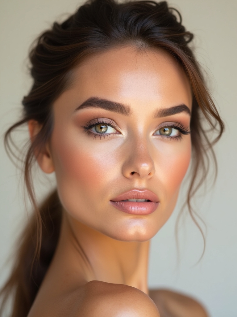glossy overlined nude lip