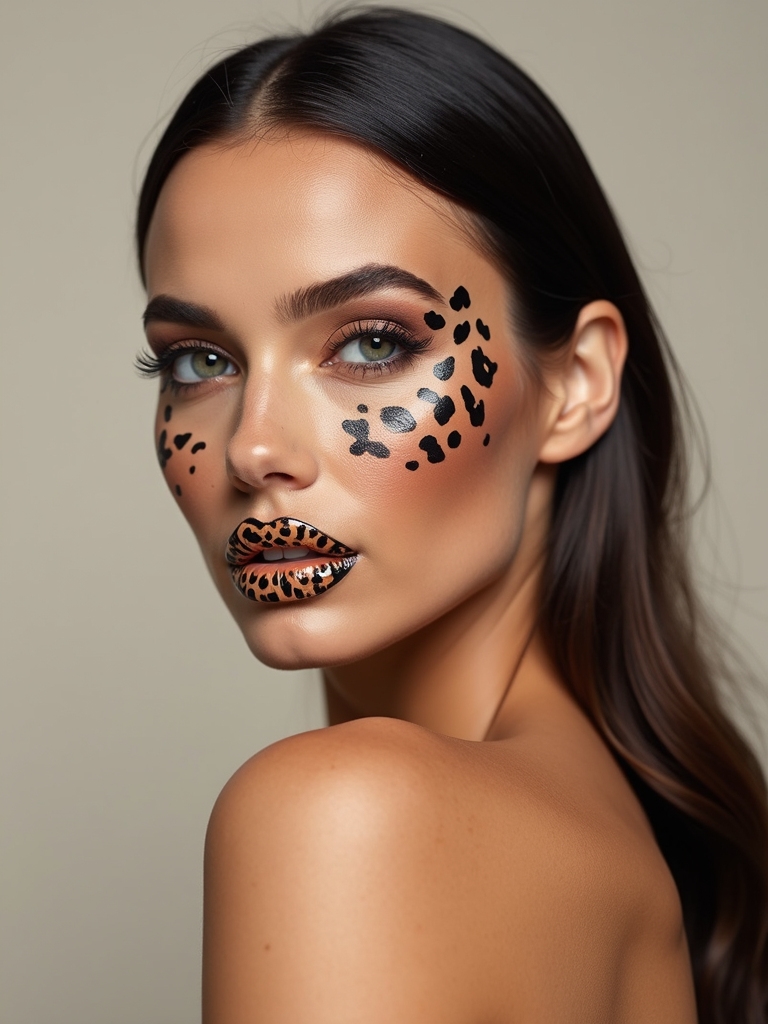 glossy precise leopard lipwork