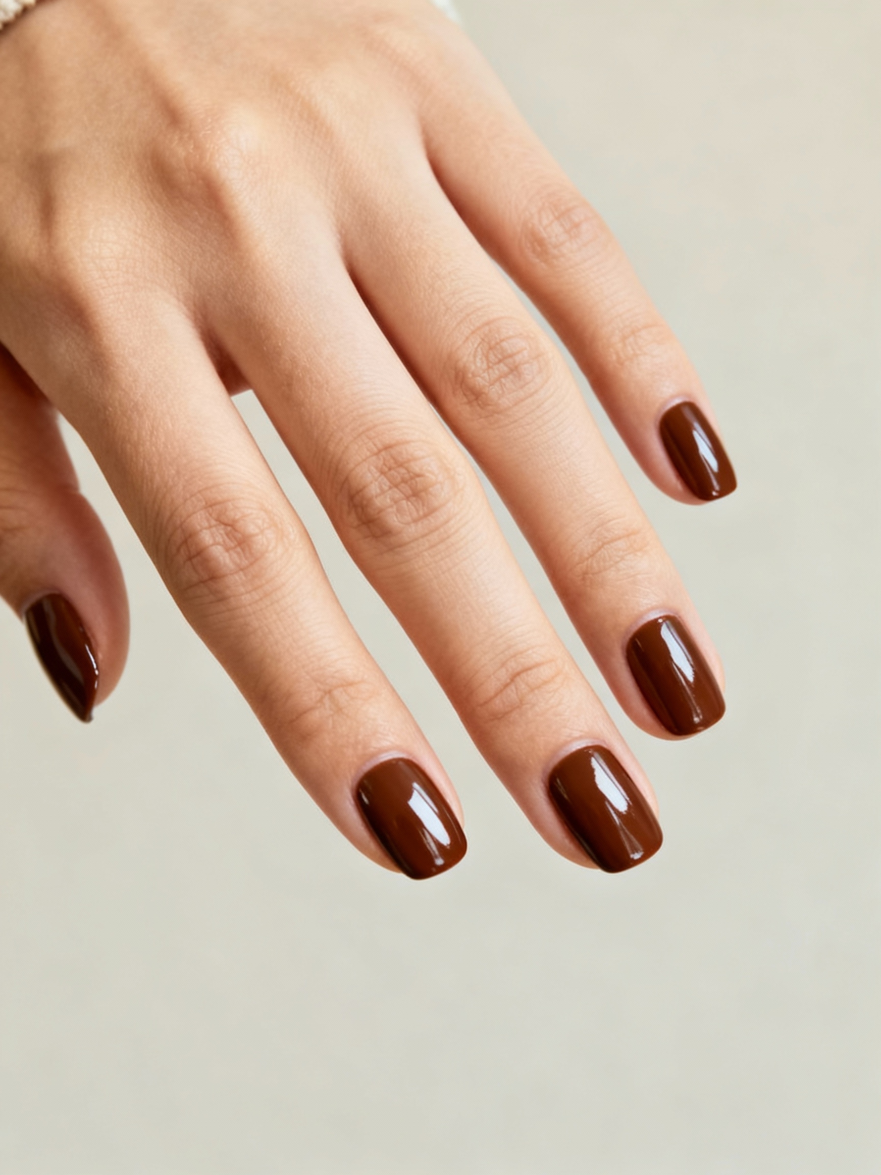 glossy rich chocolate nails