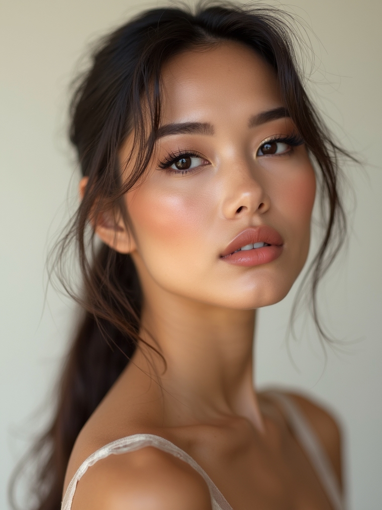glossy vinyl centered lip look