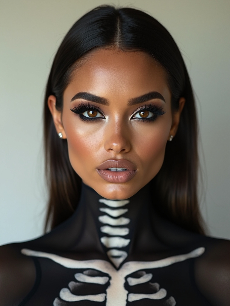glow neon skeletal neck art