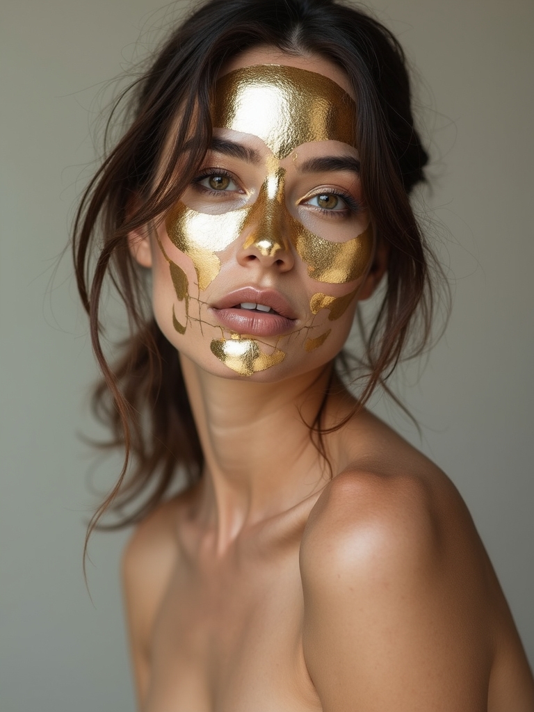 gold leaf glam skeleton makeup