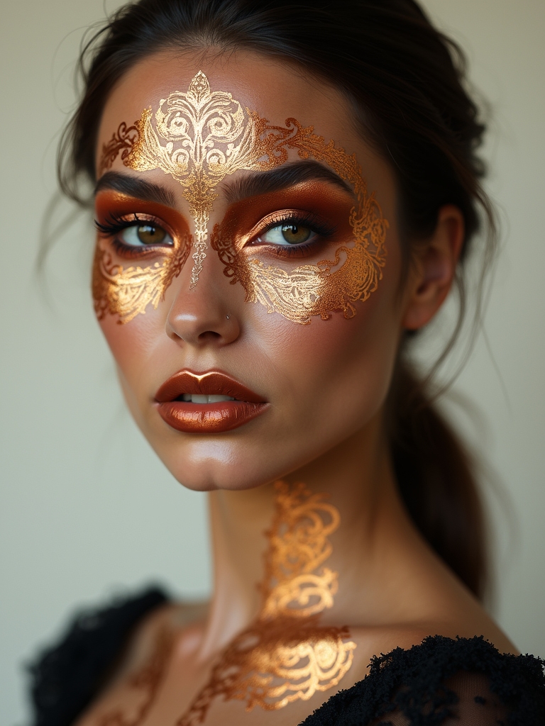 gold sketched coppered catrina glow
