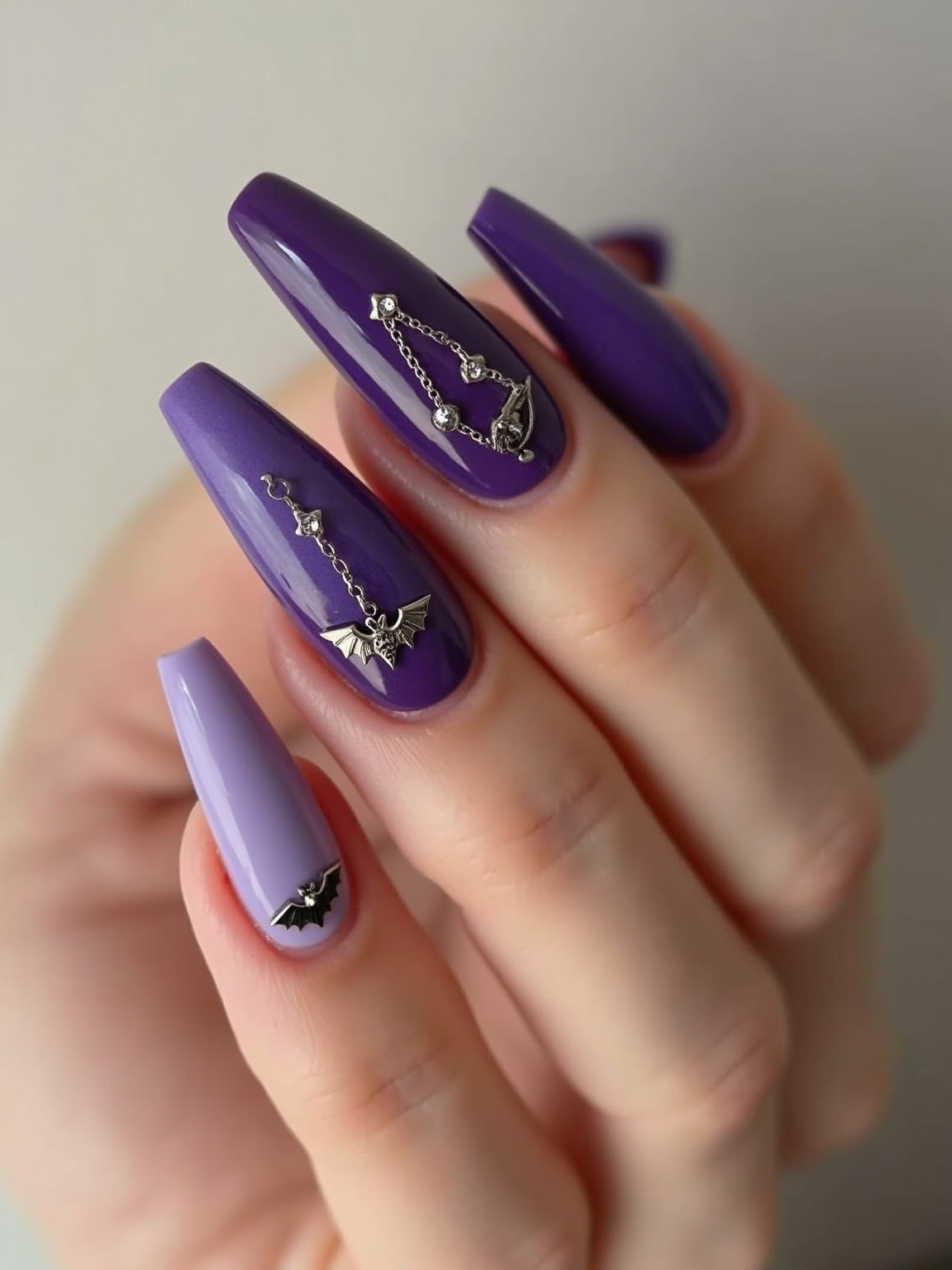 gothic coffin nails with charms