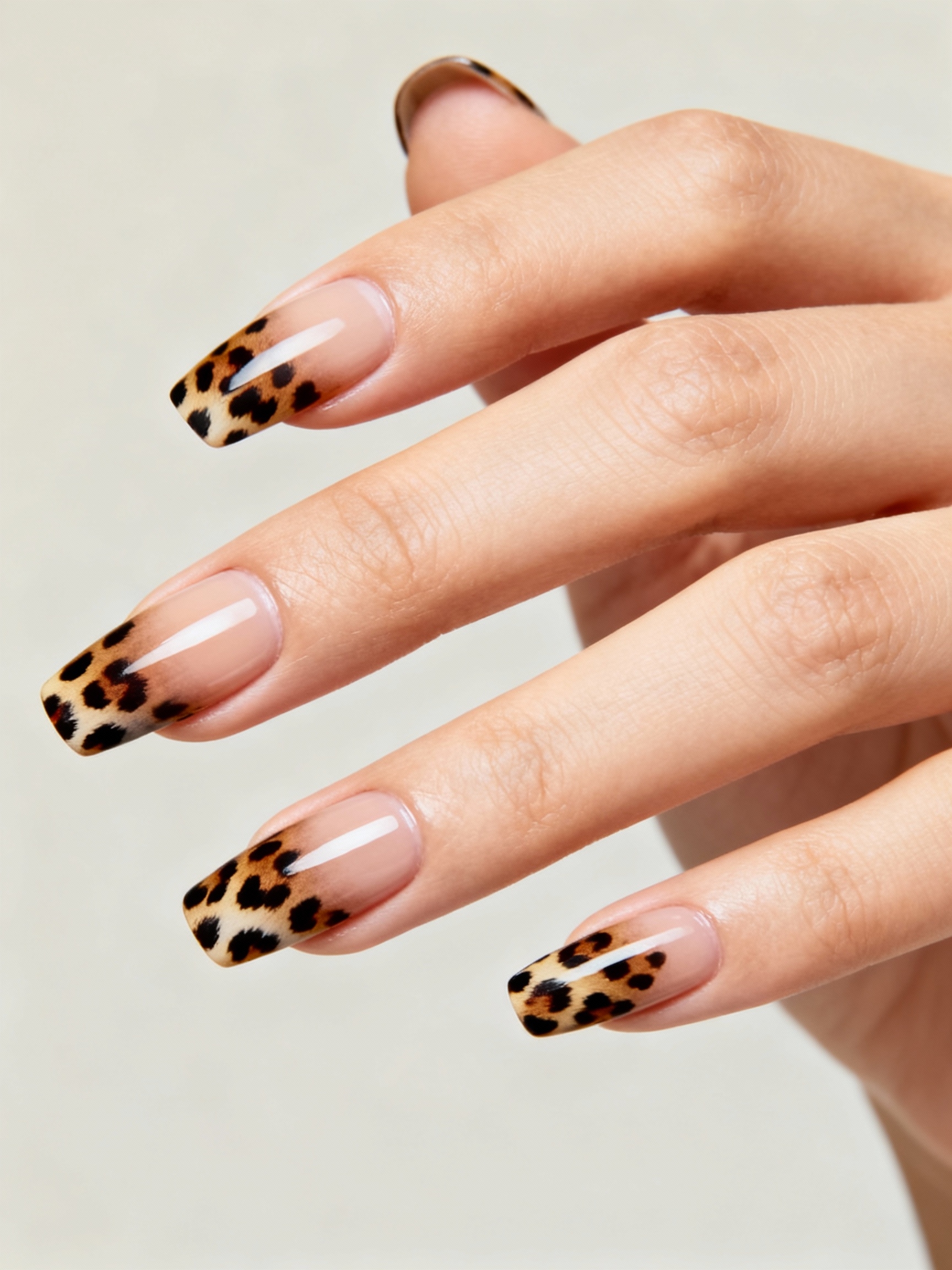 gradient ombre leopard nails