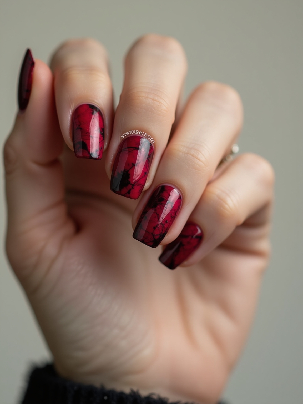 haunted glossy crimson marble