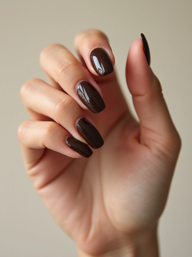high gloss espresso oval nails