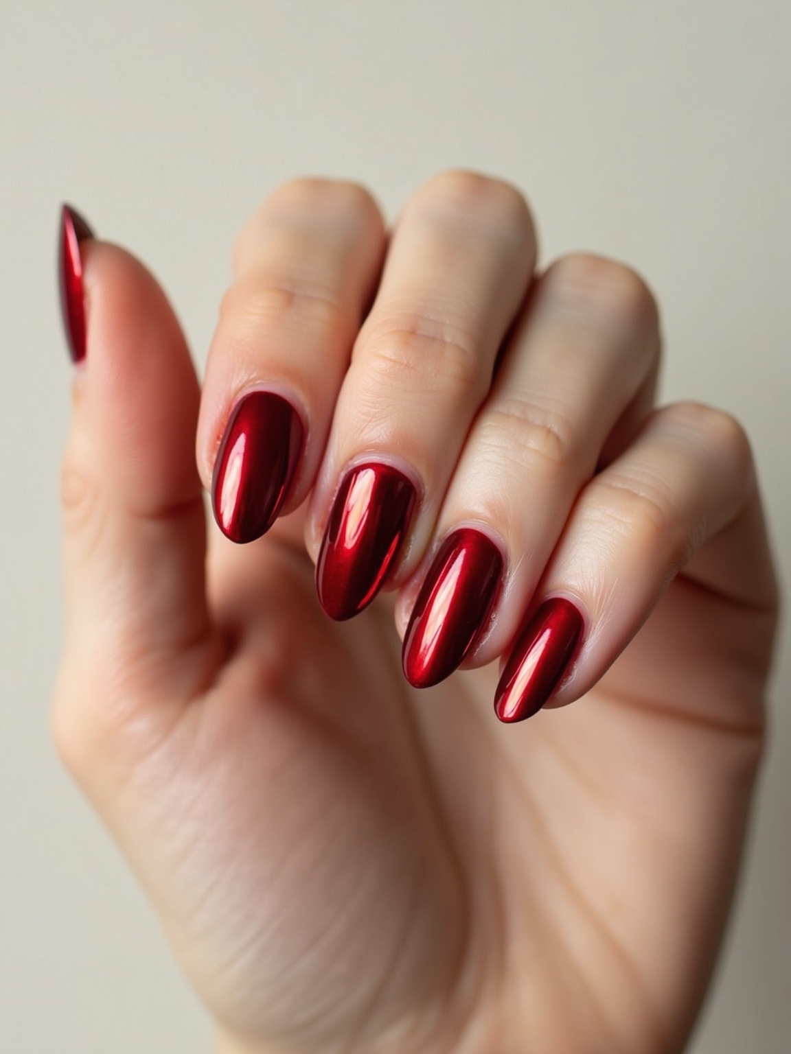 high shine crimson mirror nails