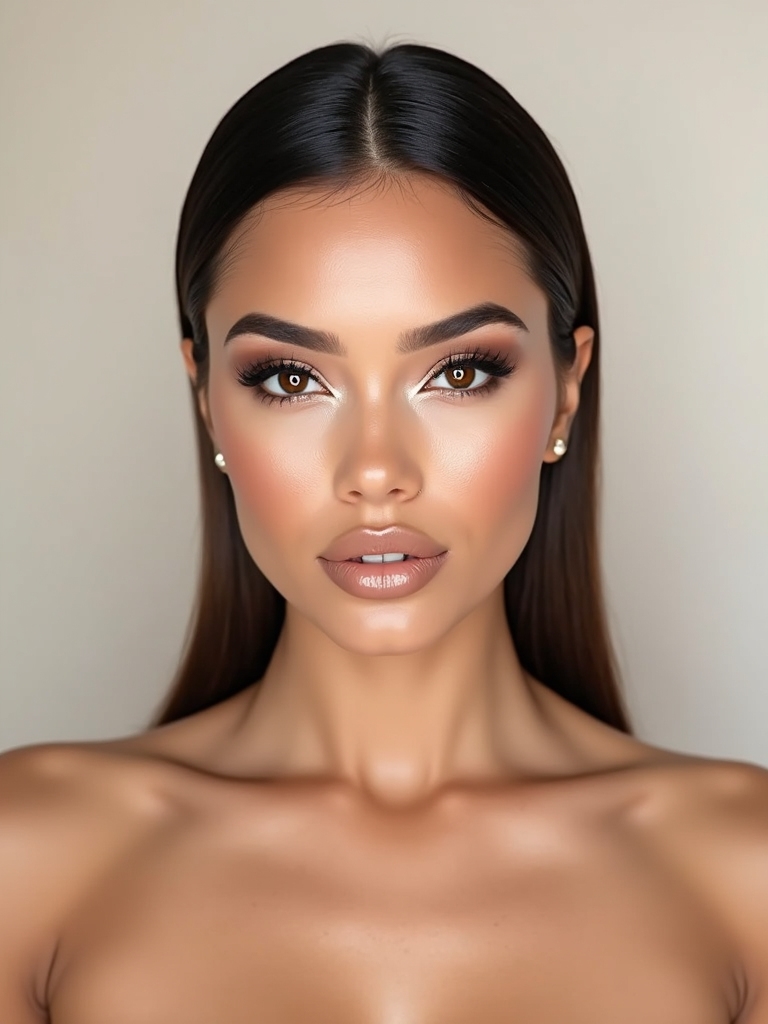 high shine eyes nude lips