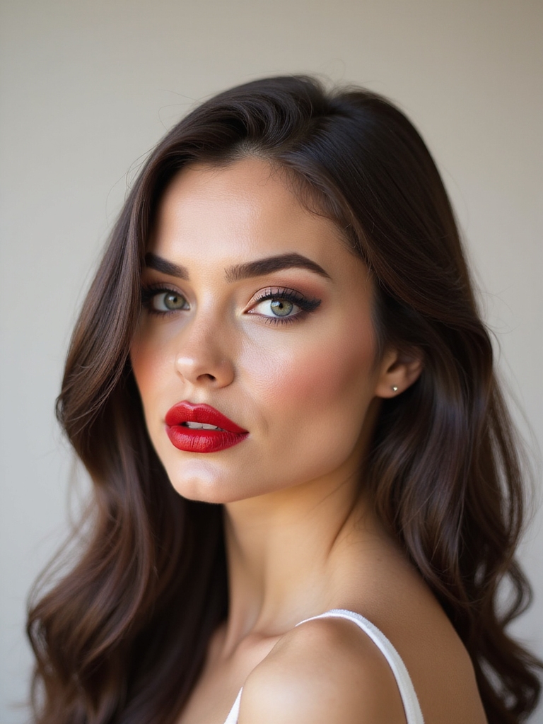 high shine precise red lips