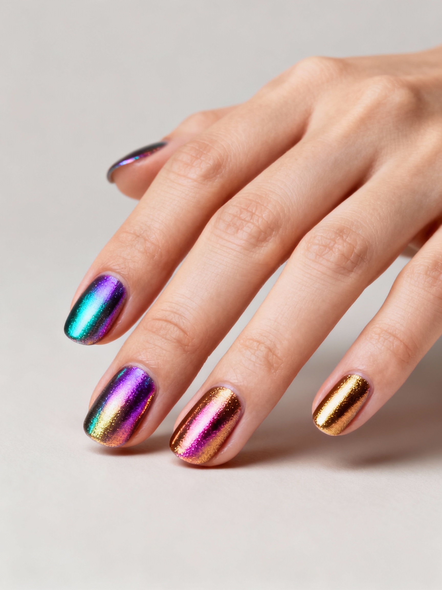 holo chrome layered shimmer