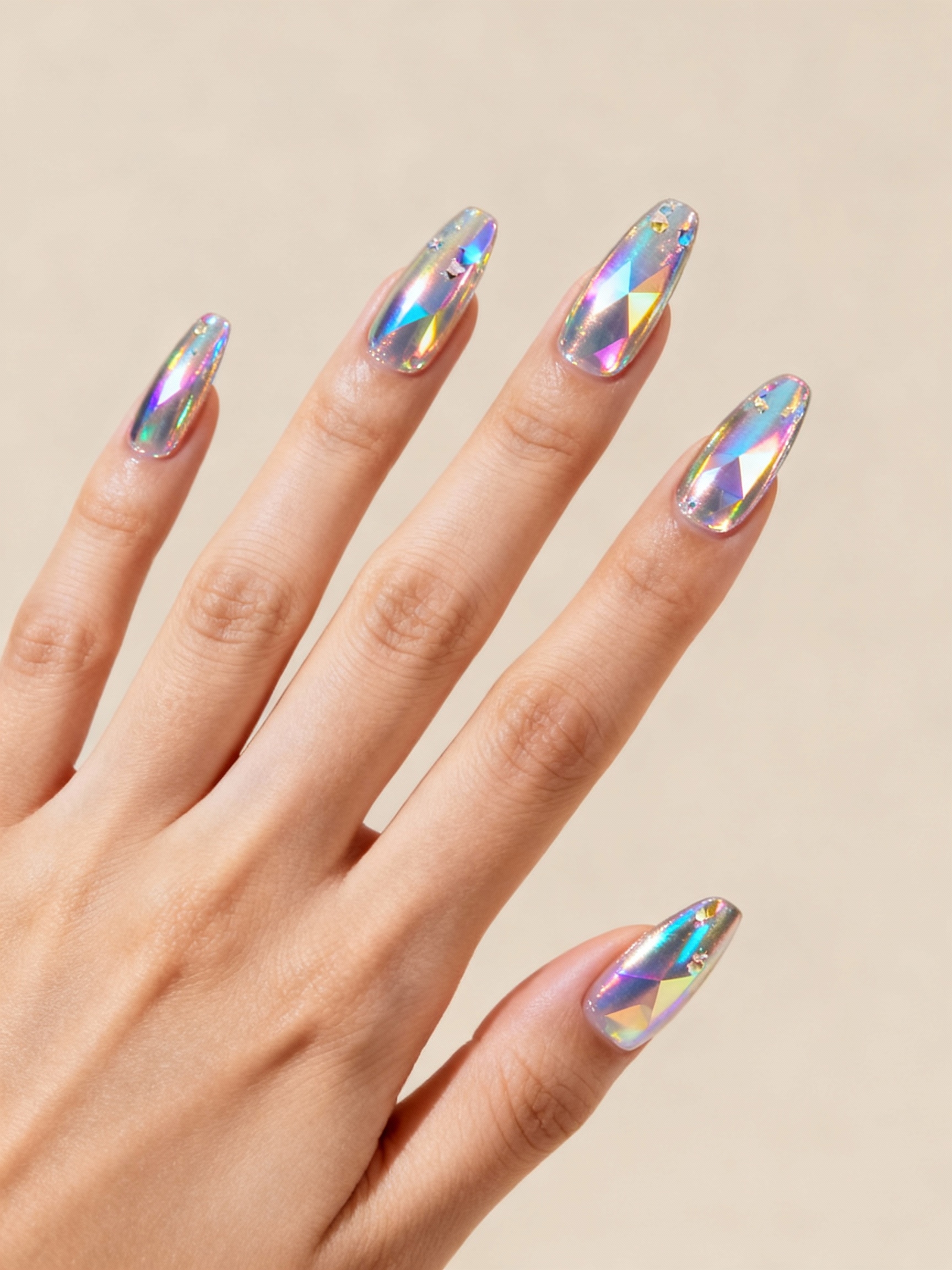 holographic chrome prism nails