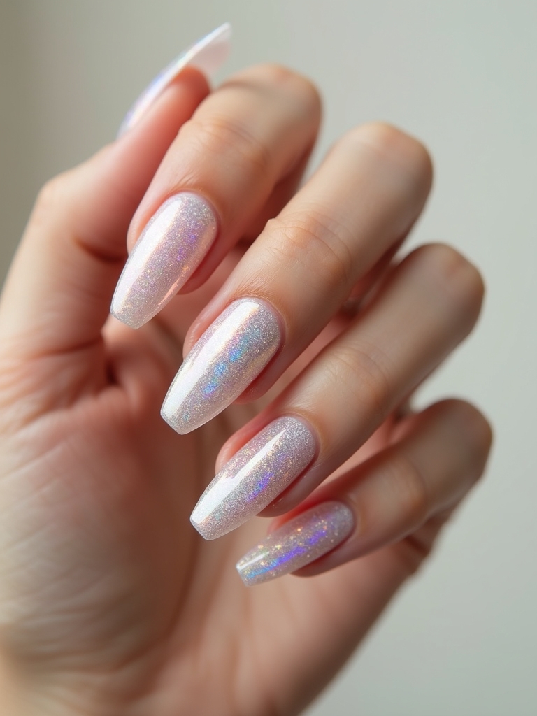 holographic flake coffin nails