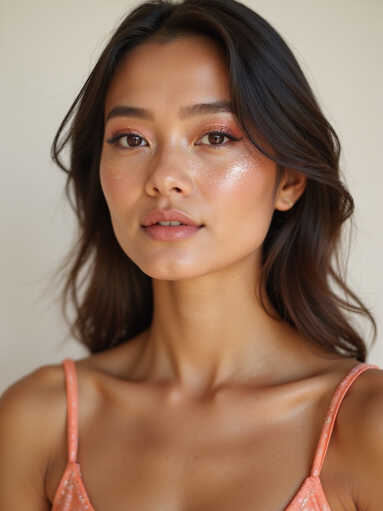 holographic shimmer with diffused crease