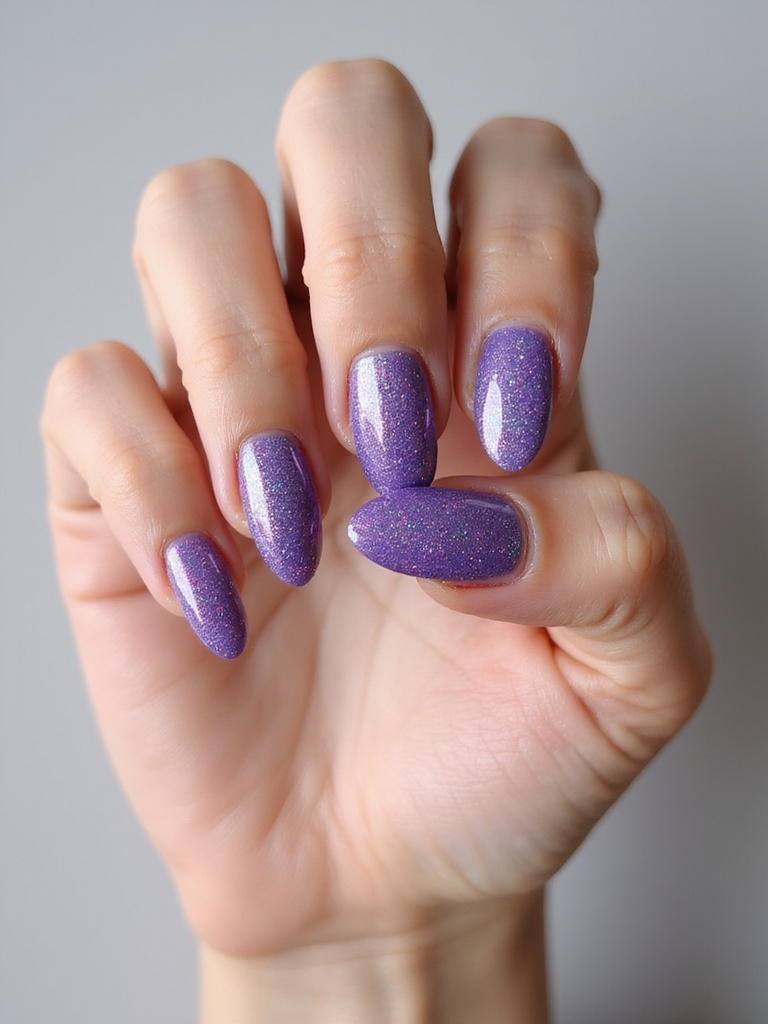 holographic violet glitter gradient