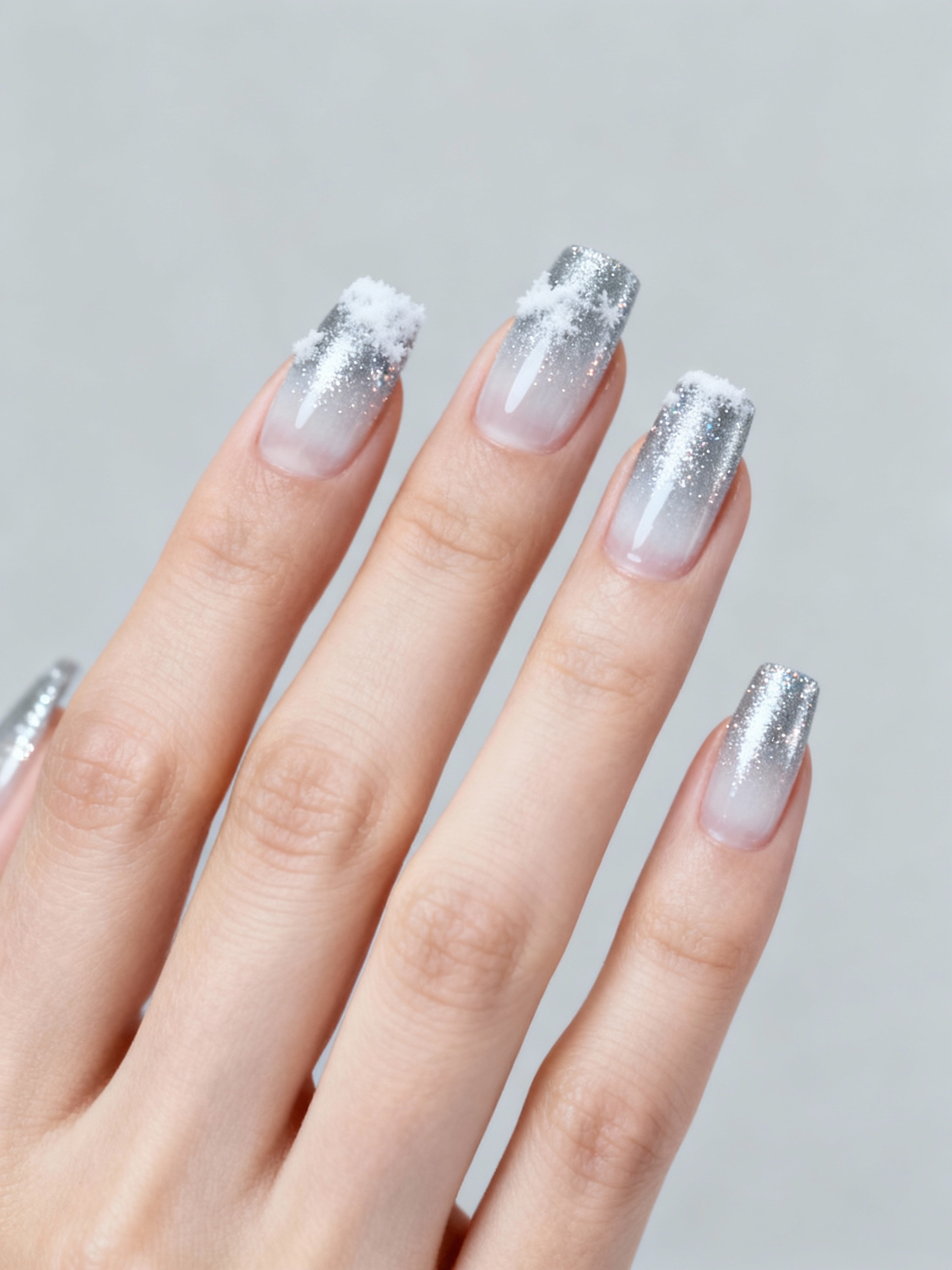 icy silver ombr shimmer