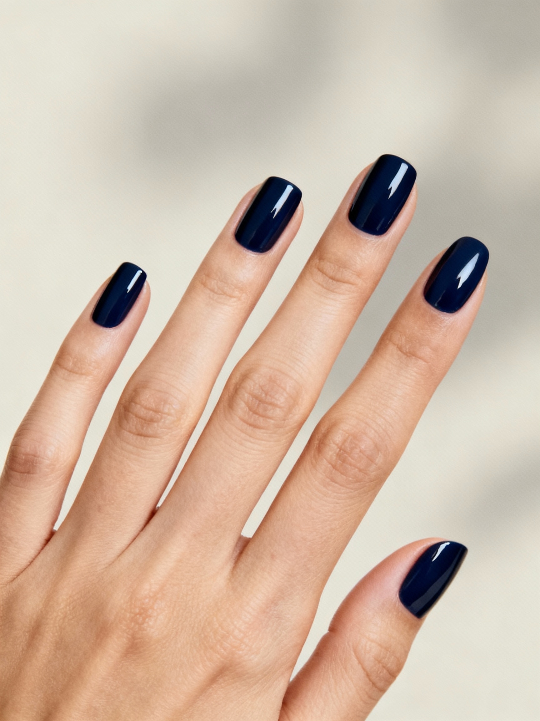 inky high shine navy manicure