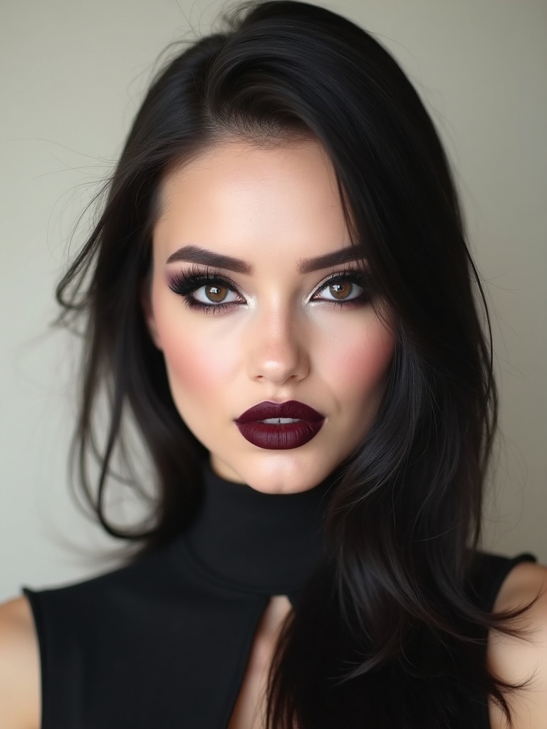 inky lashes wine lined lips