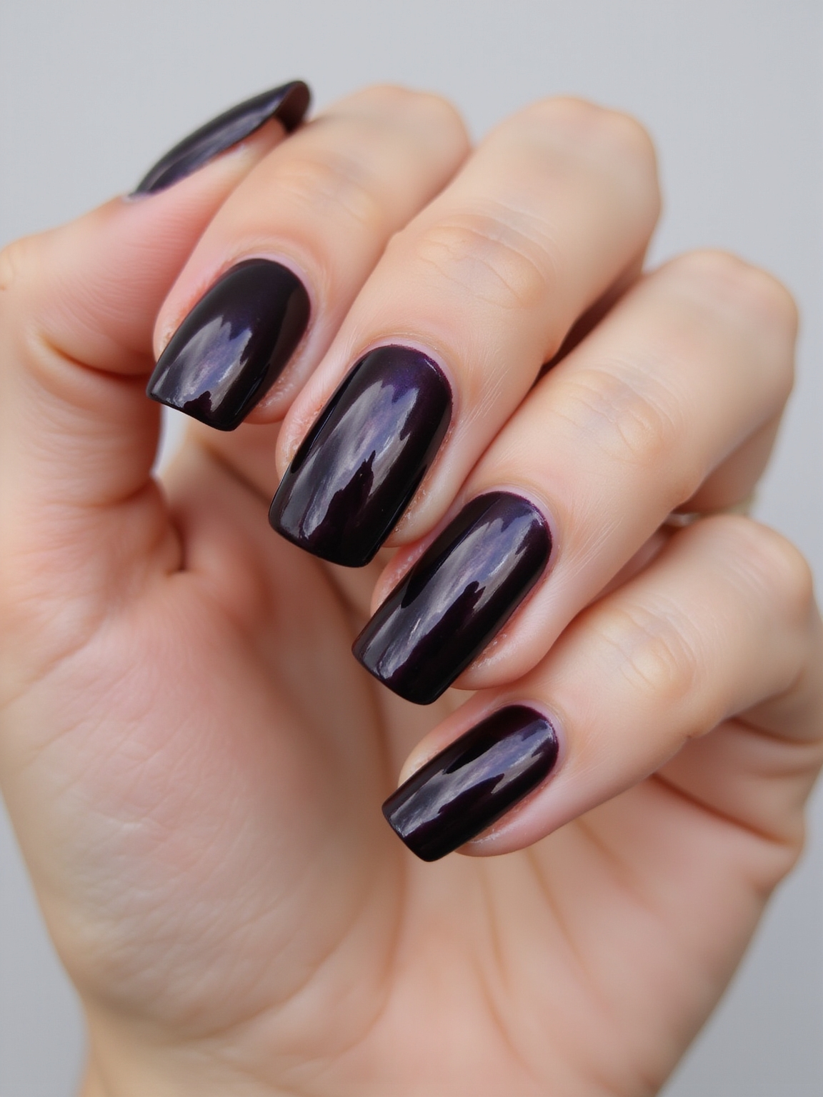 inky violet chrome manicure