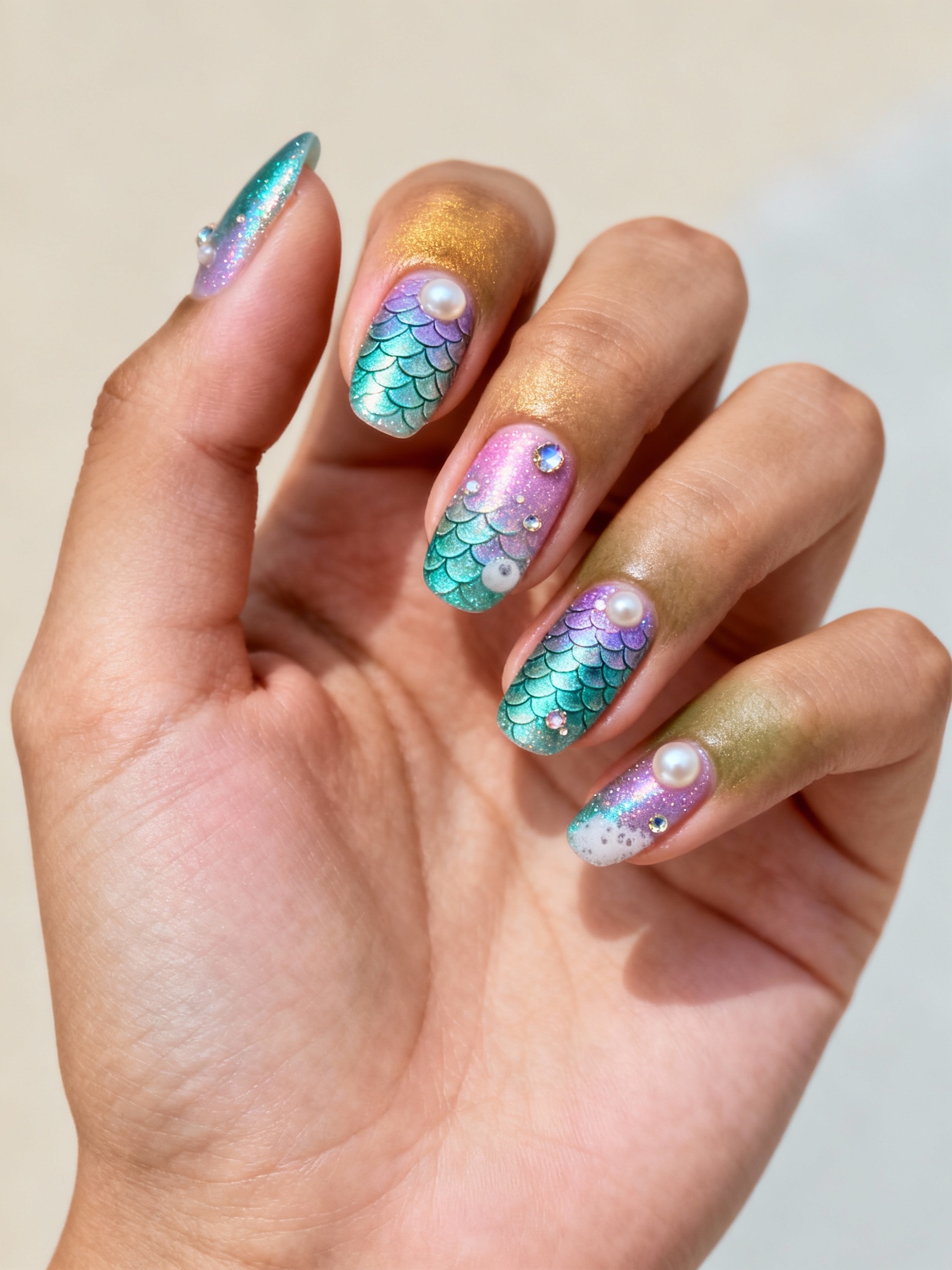 iridescent mermaid scale nails