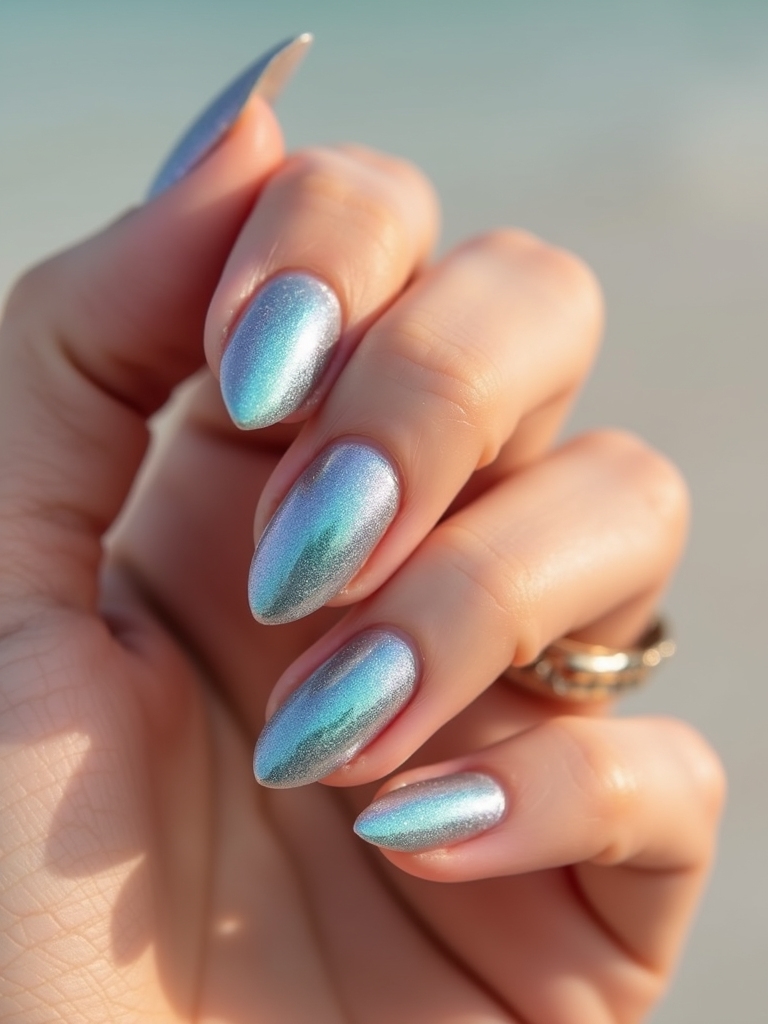 iridescent seafoam to lilac