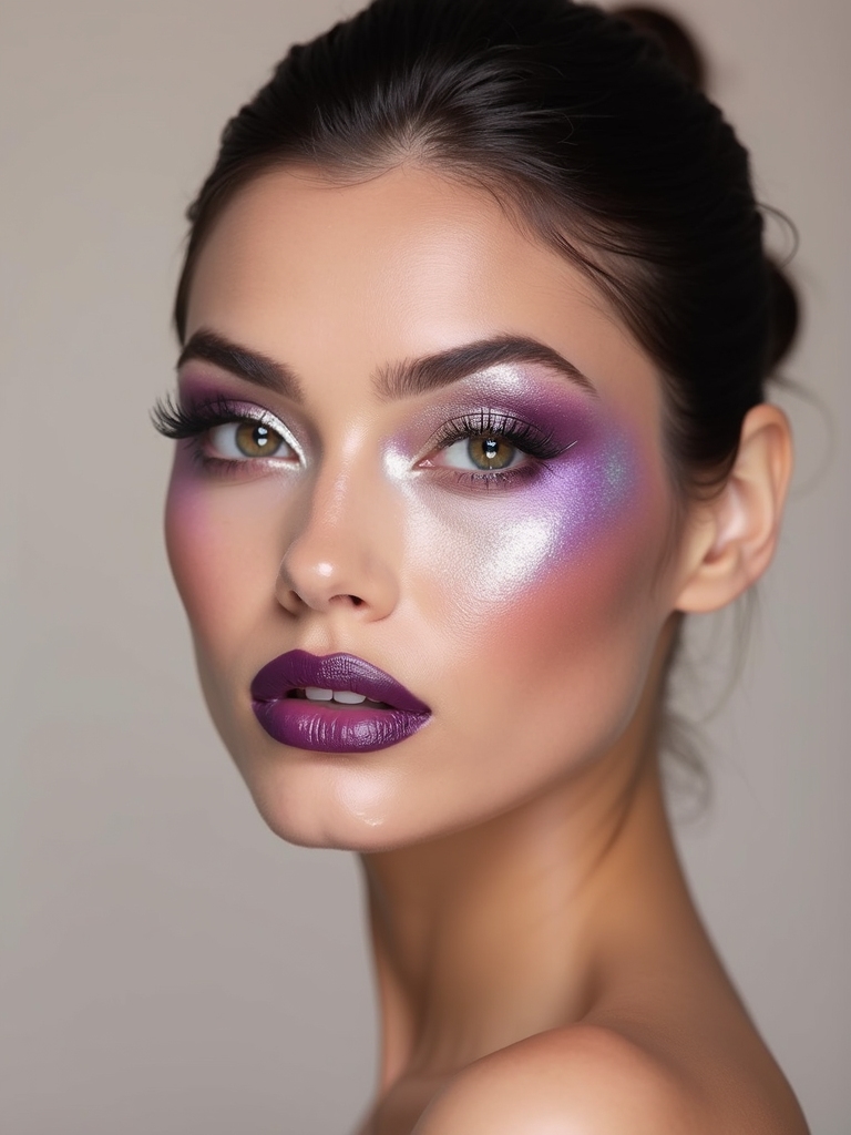 iridescent violet cheekbone glow