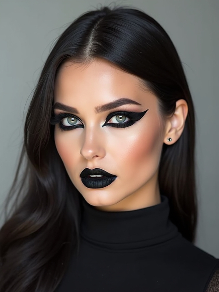 jet black negative space cat eye