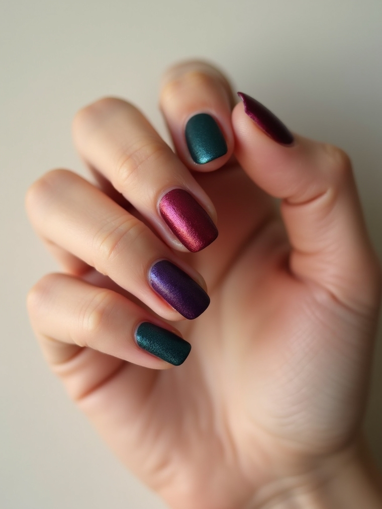 jewel toned velvet matte manicure