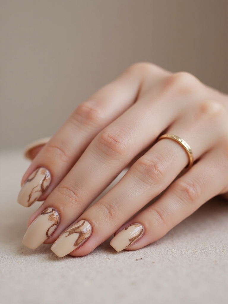 latte inspired ballerina nail art