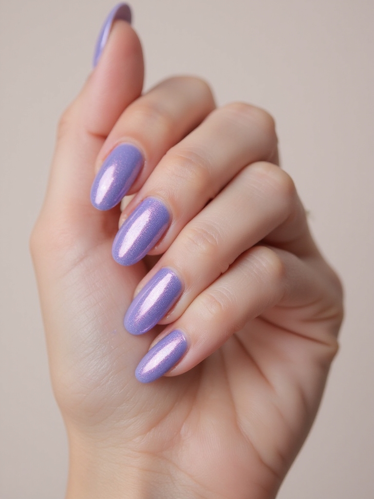 lilac chrome mirror manicure